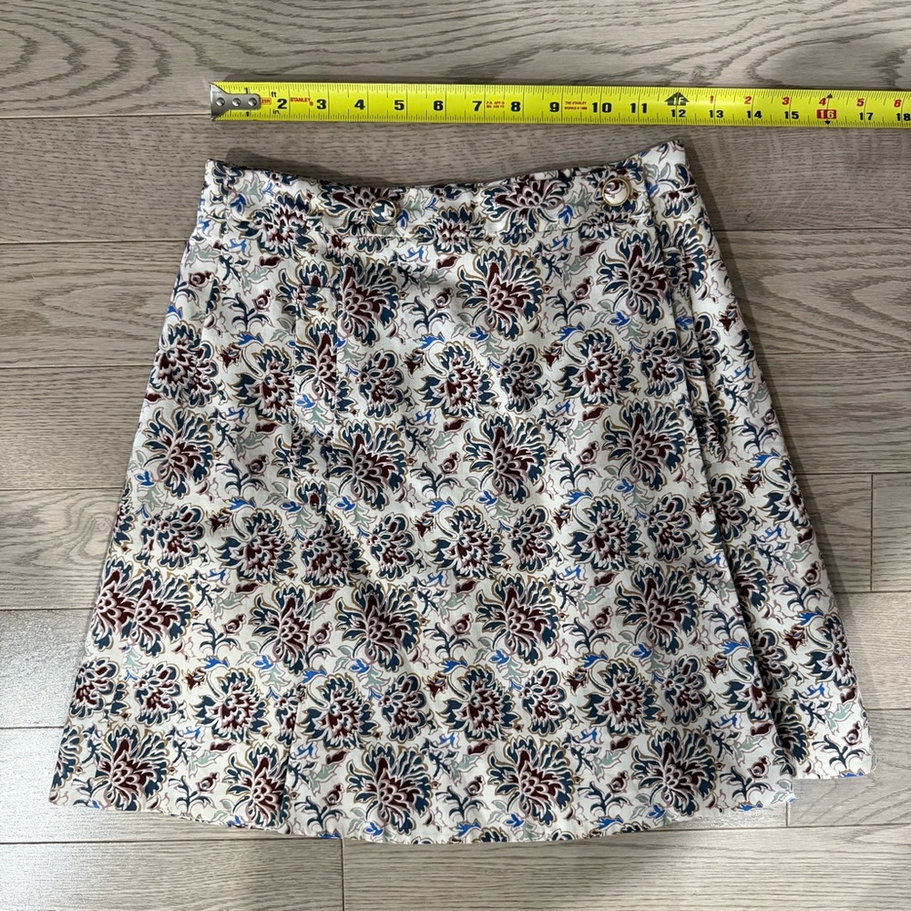 Tory Burch Floral A-Line Skirt in Cream and Brown with pockets - Picture 7 of 11